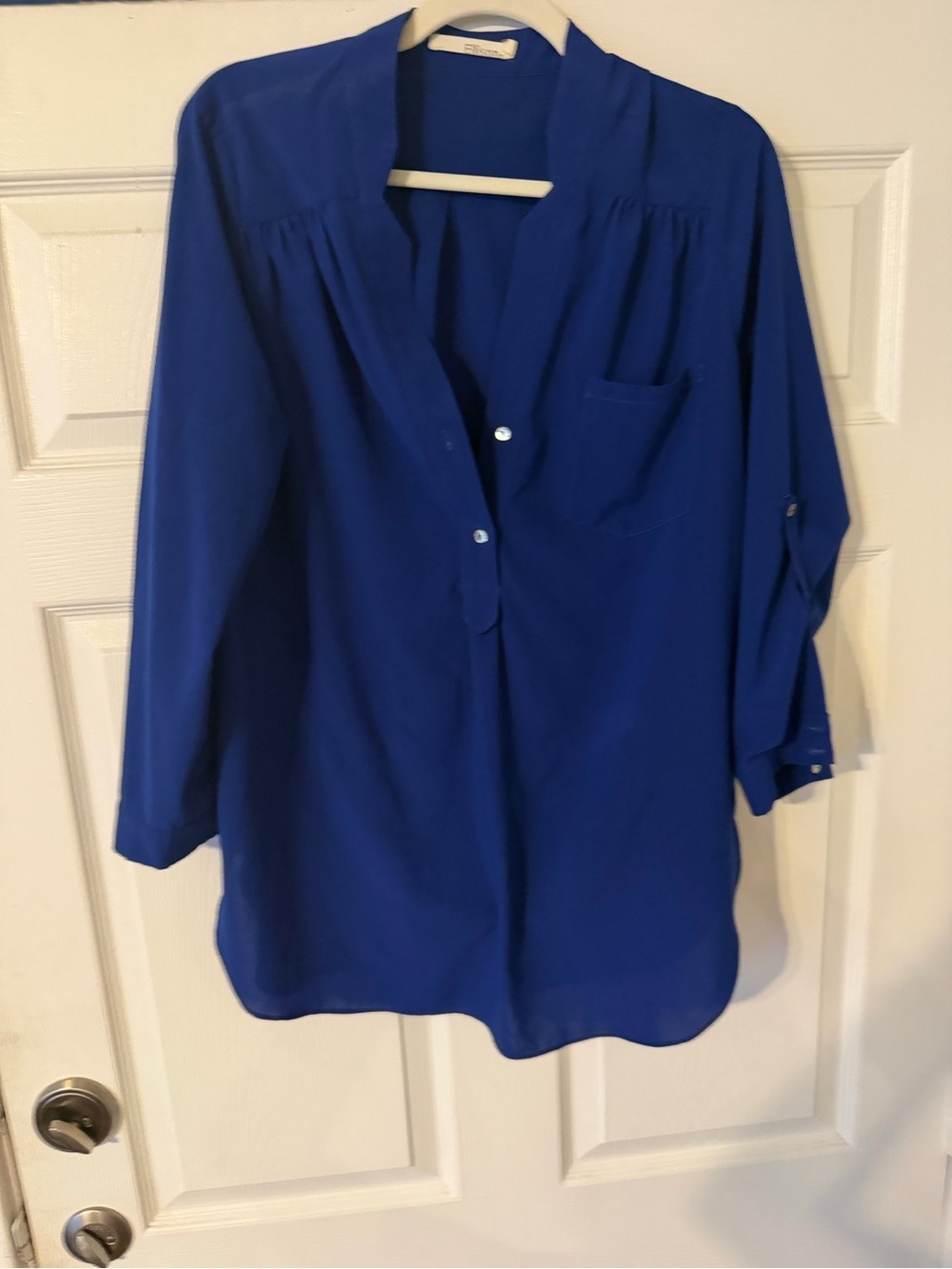 Ellison Cobalt Blue Long-Sleeve Button-Front Blouse